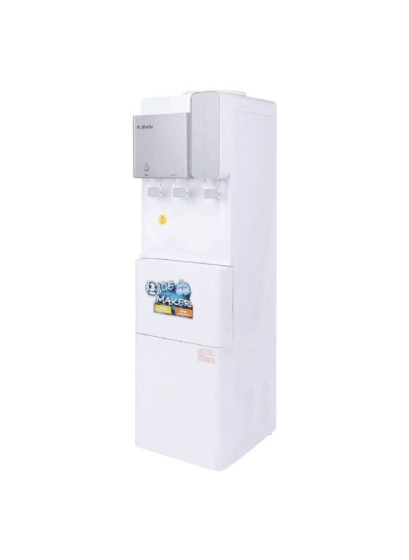 موزع مياه بلاتينيوم مع صانع ثلج وقفل أمان 85 واط - أبيض وفضي-2