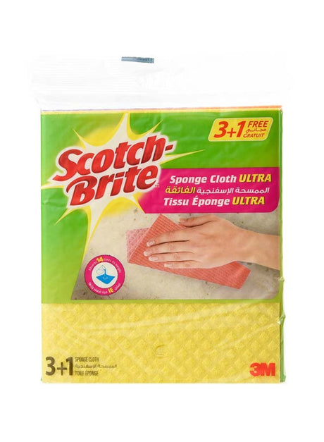 مجموعة مناديل سكوتش برايت متعددة الاستخدامات مع إسفنجة 4 قطع - متعدد الألوان