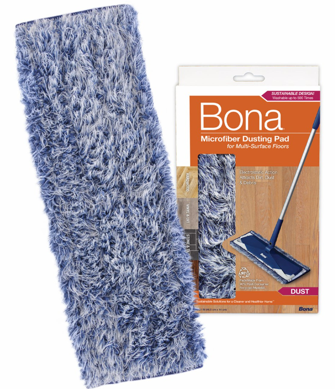 Bona Microfiber Dusting Pad 6" X 17" Blue