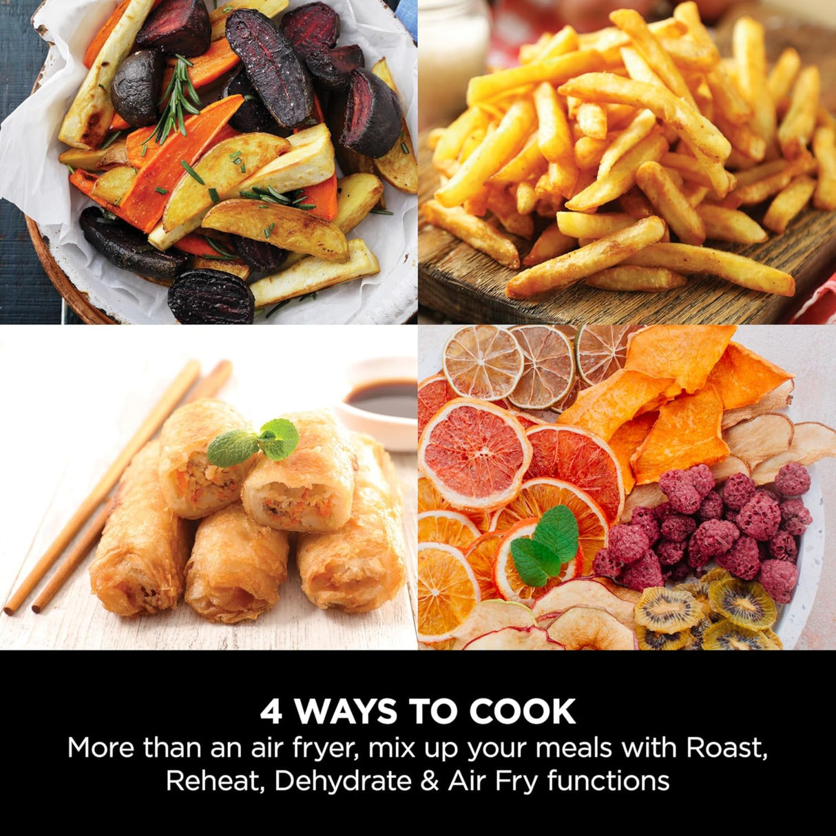 قلاية هوائية نينجا، 3.8 لتر، 1550 واط، رمادي وأسود - AF100-2