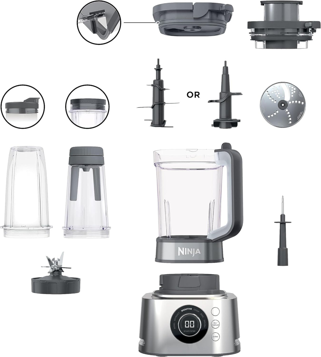 خلاط نينجا فودي باور نوتري 4 في 1، 1200 واط - رمادي-2