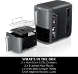 قلاية هوائية نينجا مزدوجة الأدراج، 9.5 لتر - أسود-2