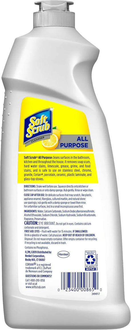Soft Scrub Multi-Surface Cleaner for Bath and Kitchen with Lemon Scent - 24 oz