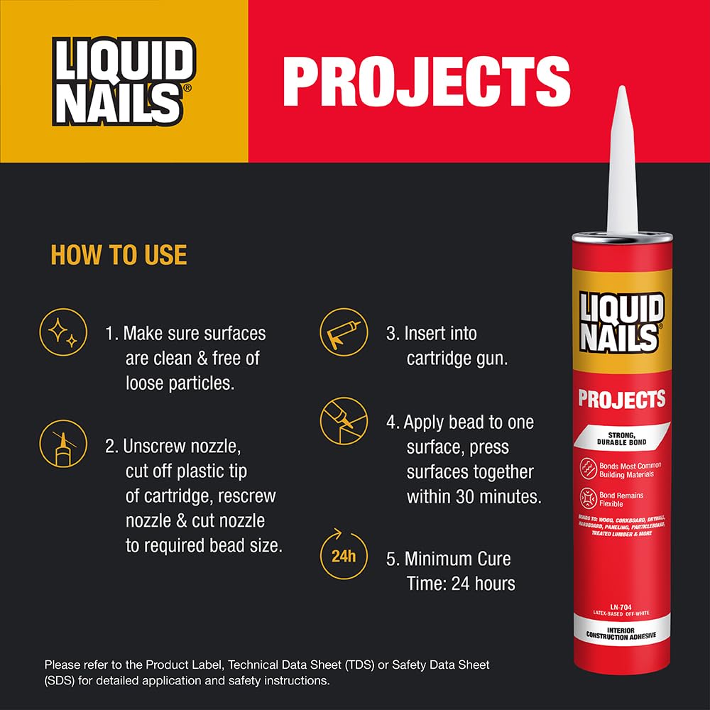 Liquid Nails Latex Based Construction Adhesive, 10 oz, Off White