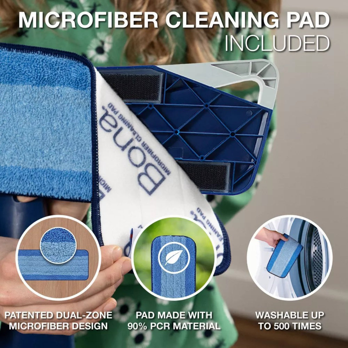 Bona Microfiber Floor Mop 4" X 15" Blue