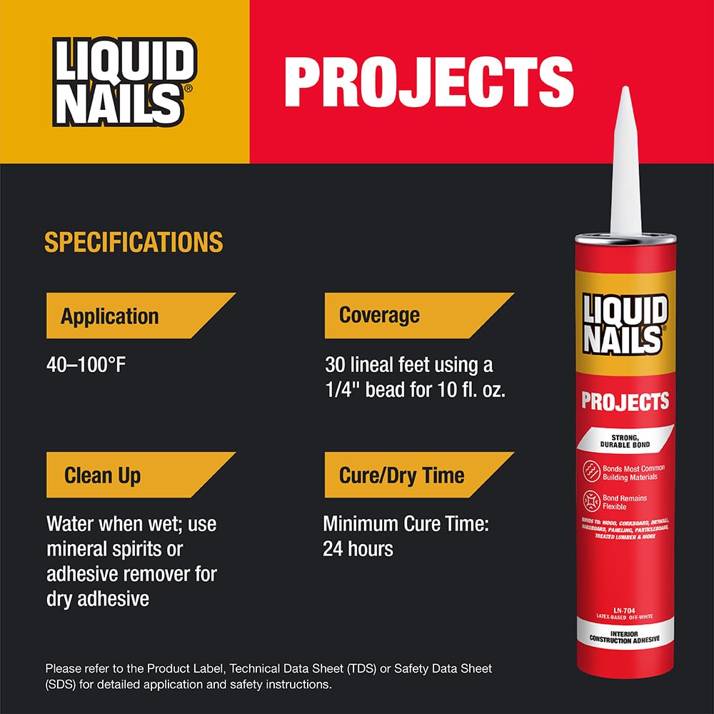 Liquid Nails Latex Based Construction Adhesive, 10 oz, Off White