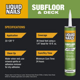 Liquid Nails Latex Based Adhesive, 28 oz, Floor and Surface Compatible, White