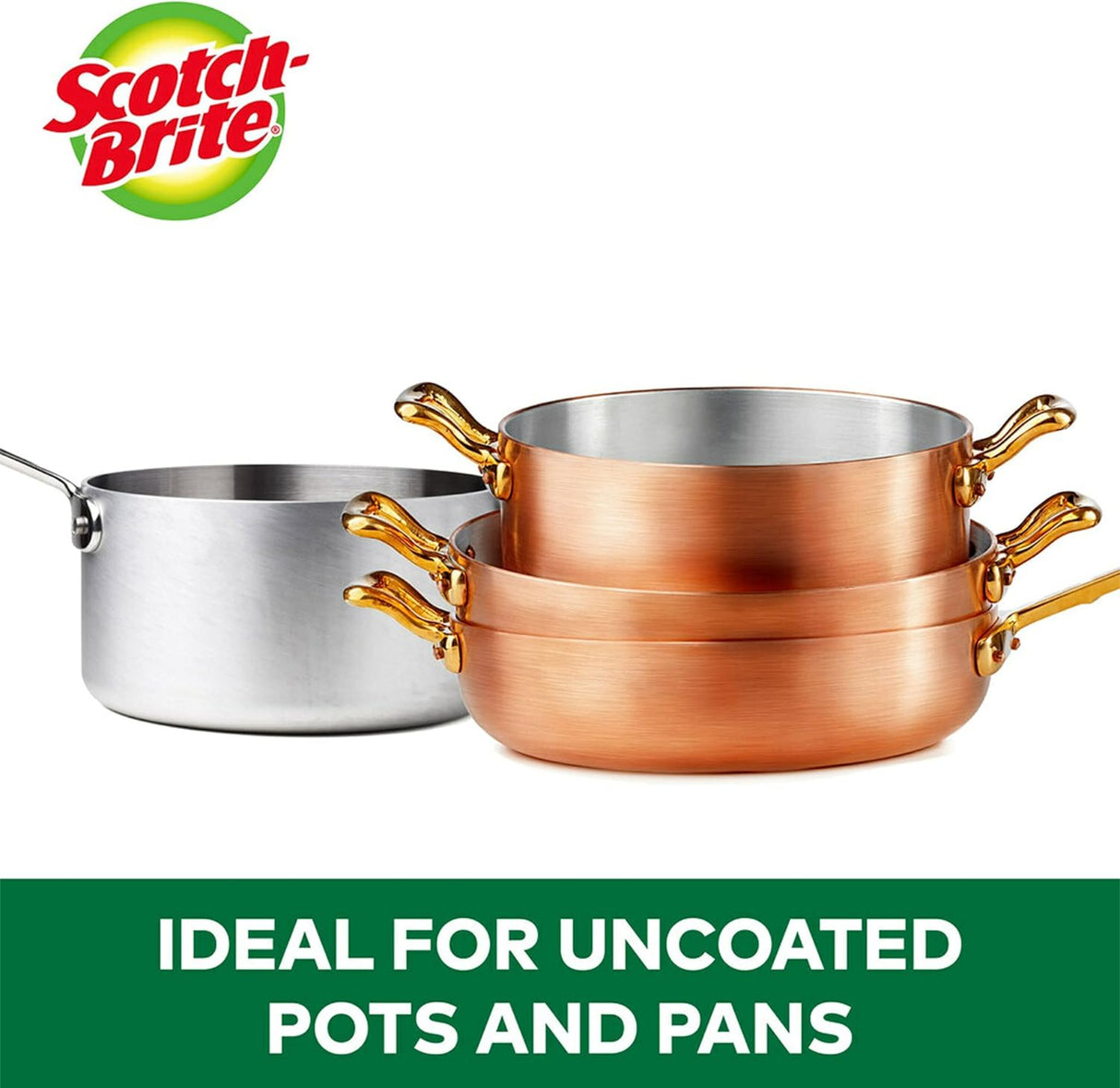 مجموعة اسفنجة سكوتش برايت فولاذية قطعتين - فضي-5