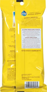 Pledge Expert Care Wood Polish & Protectant Wipes, Lemon Scent, 24 Count