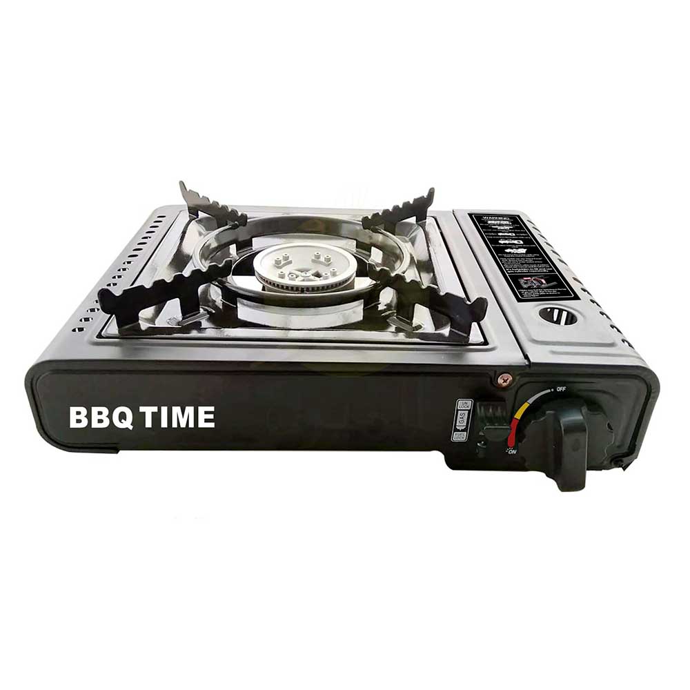 Barbecue Time Single Burner Portable Camping Gas Stove, 30cm - Black