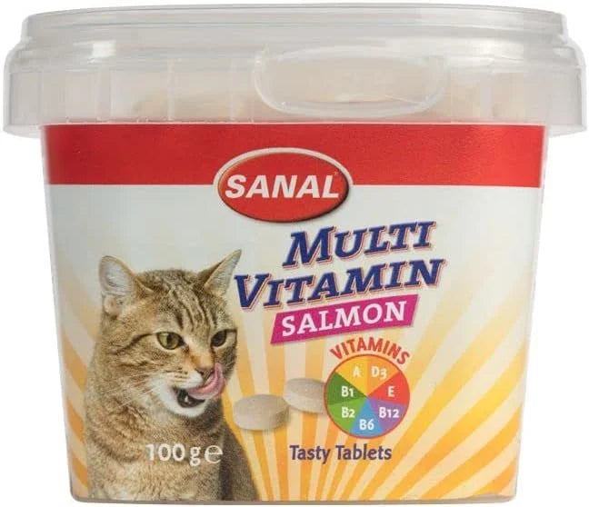 Sanabelle Salmon Flavor Multi-Vitamin Tablets for Cats - 100g