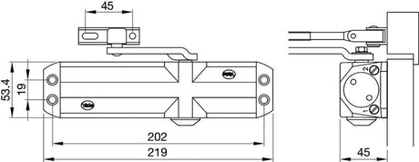 Yale 722 Series Overhead Door Lock, for 80kg Door, Door Width 1100mm - Silver