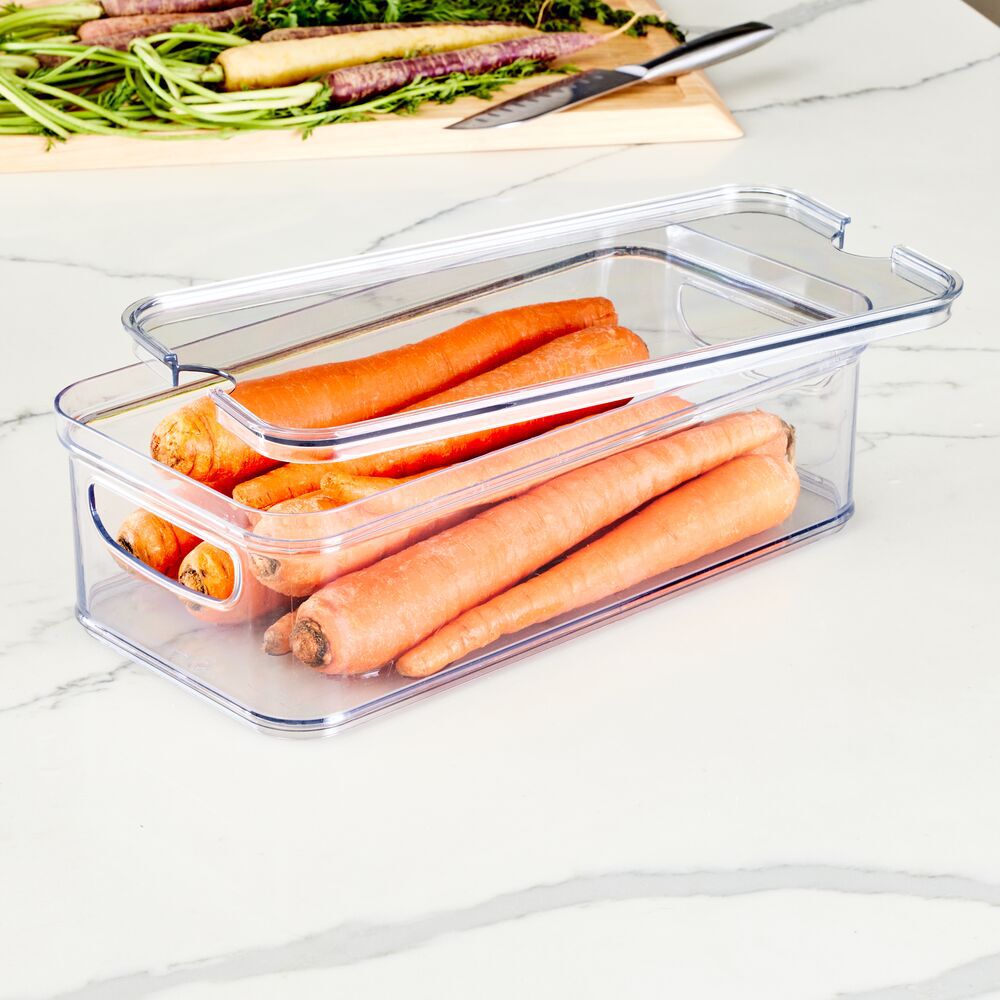 iDesign Plastic Fridge Organizer, 6" x 12", Clear