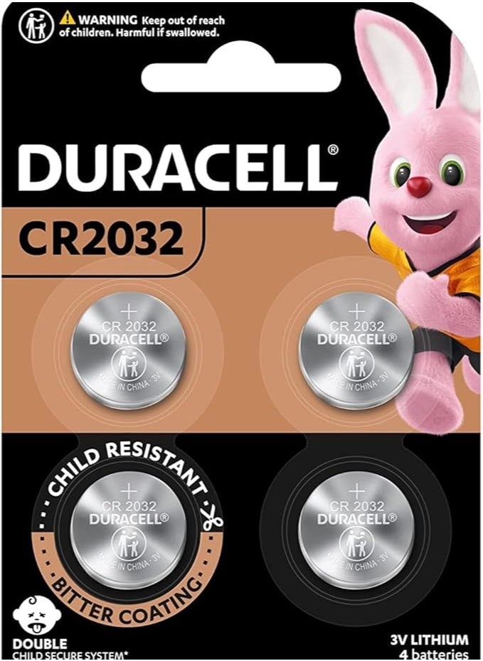 Duracell Lithium Batteries, 3 Volt, 4 Pack, CR2032 - Silver