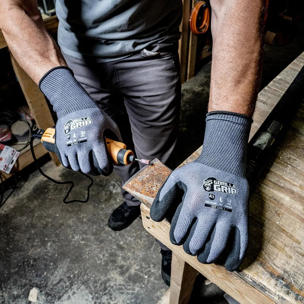 GORILLA GRIP - Extra Large Precision Grip A1 Cut Resistant Work Gloves