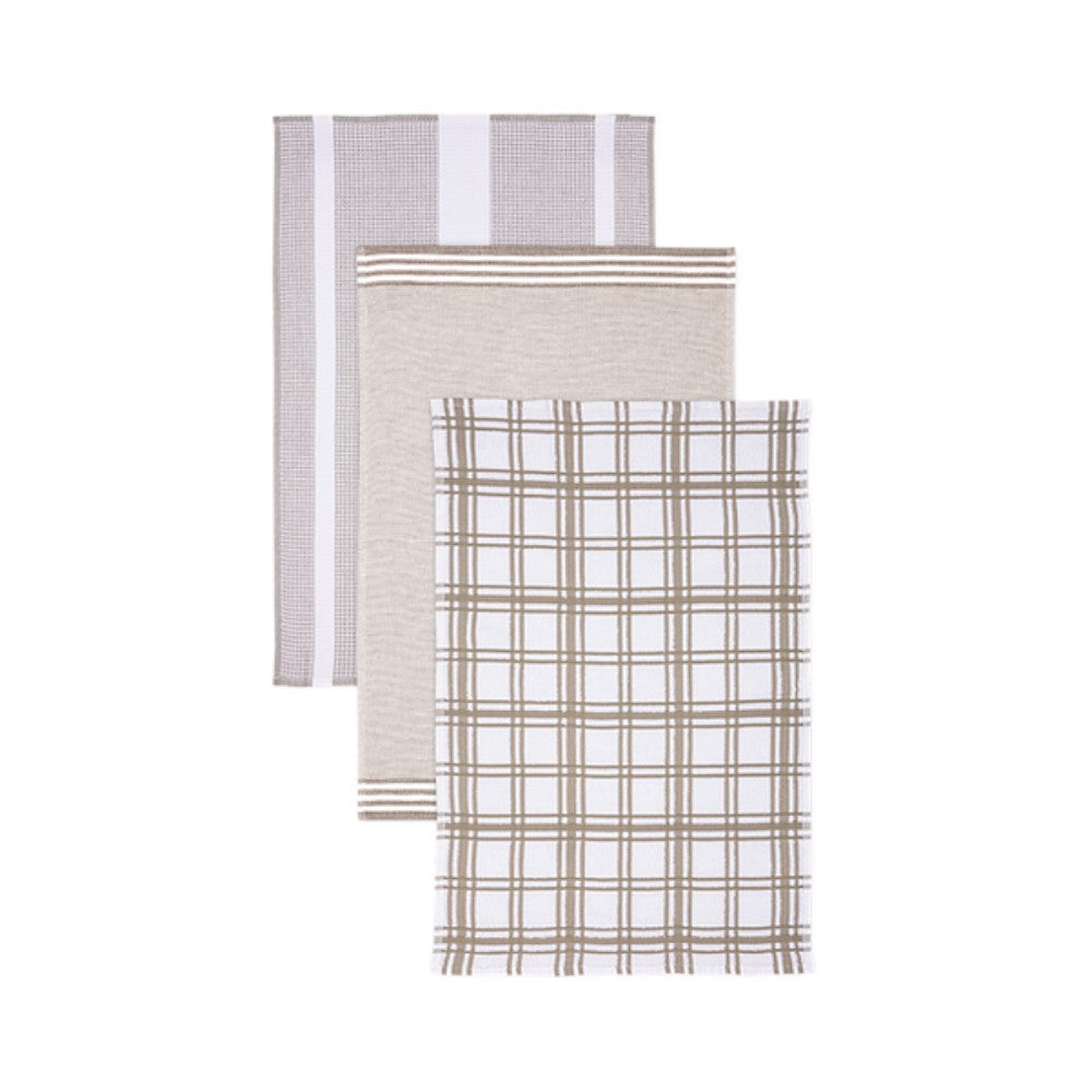 Modern Terry Stripe Towel- Khaki