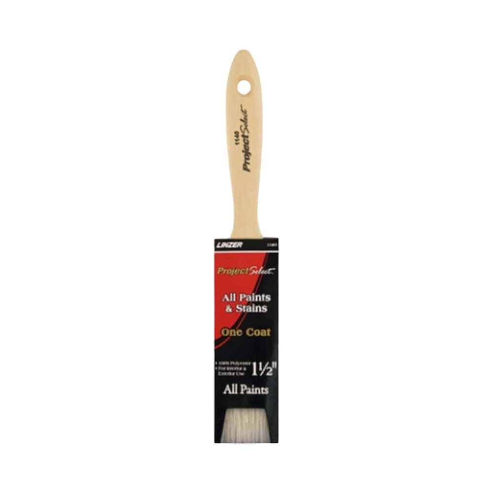 Linzer Polyester Wall Paint and Varnish Brush, 1.5", with Brass Trim, Light Brown