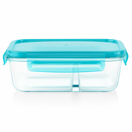 pyre-mealbo-glass-2-compartment-food-storage-container-with-turquoise-lid