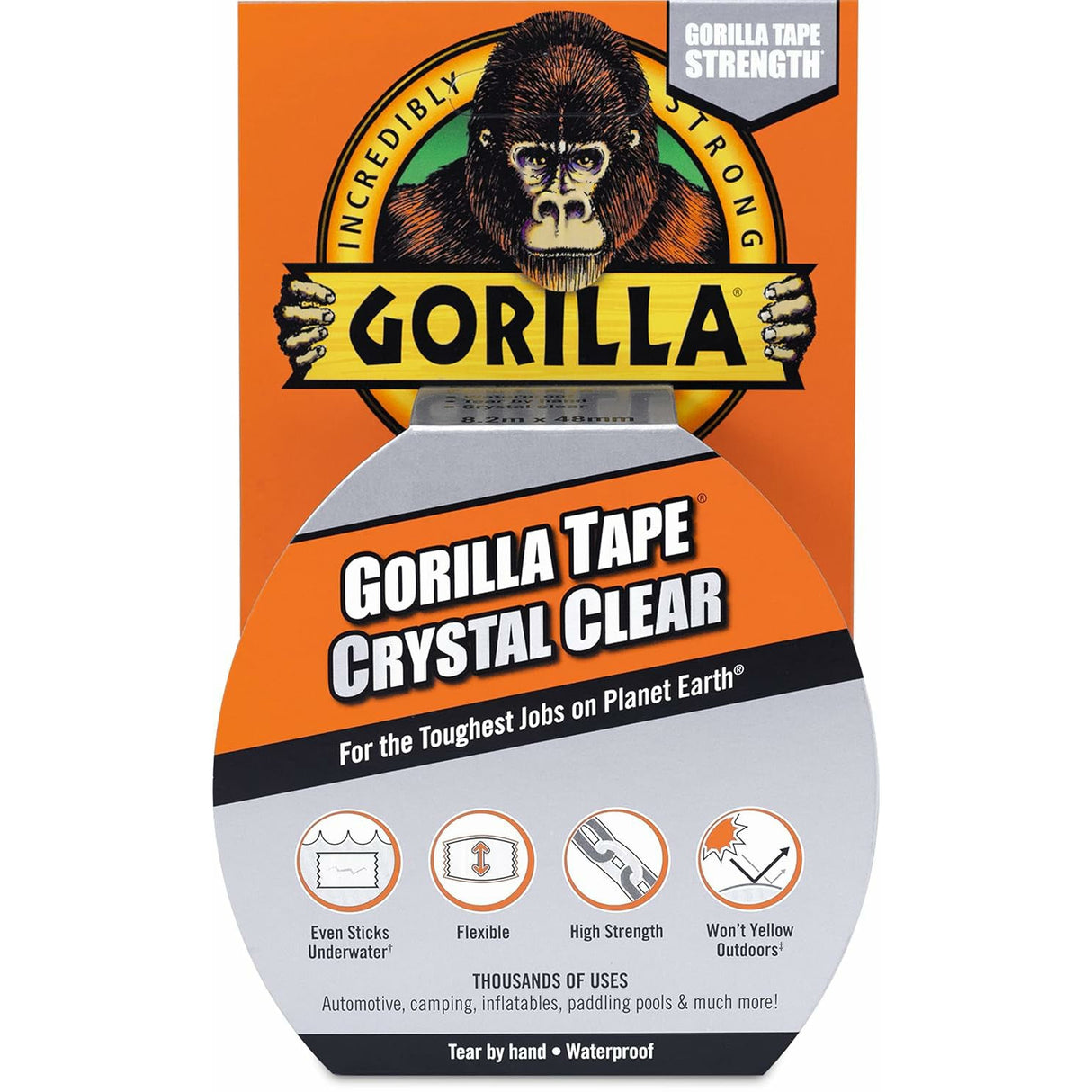Gorilla Glue Clear Duct Tape, 1.88" x 9 Yards