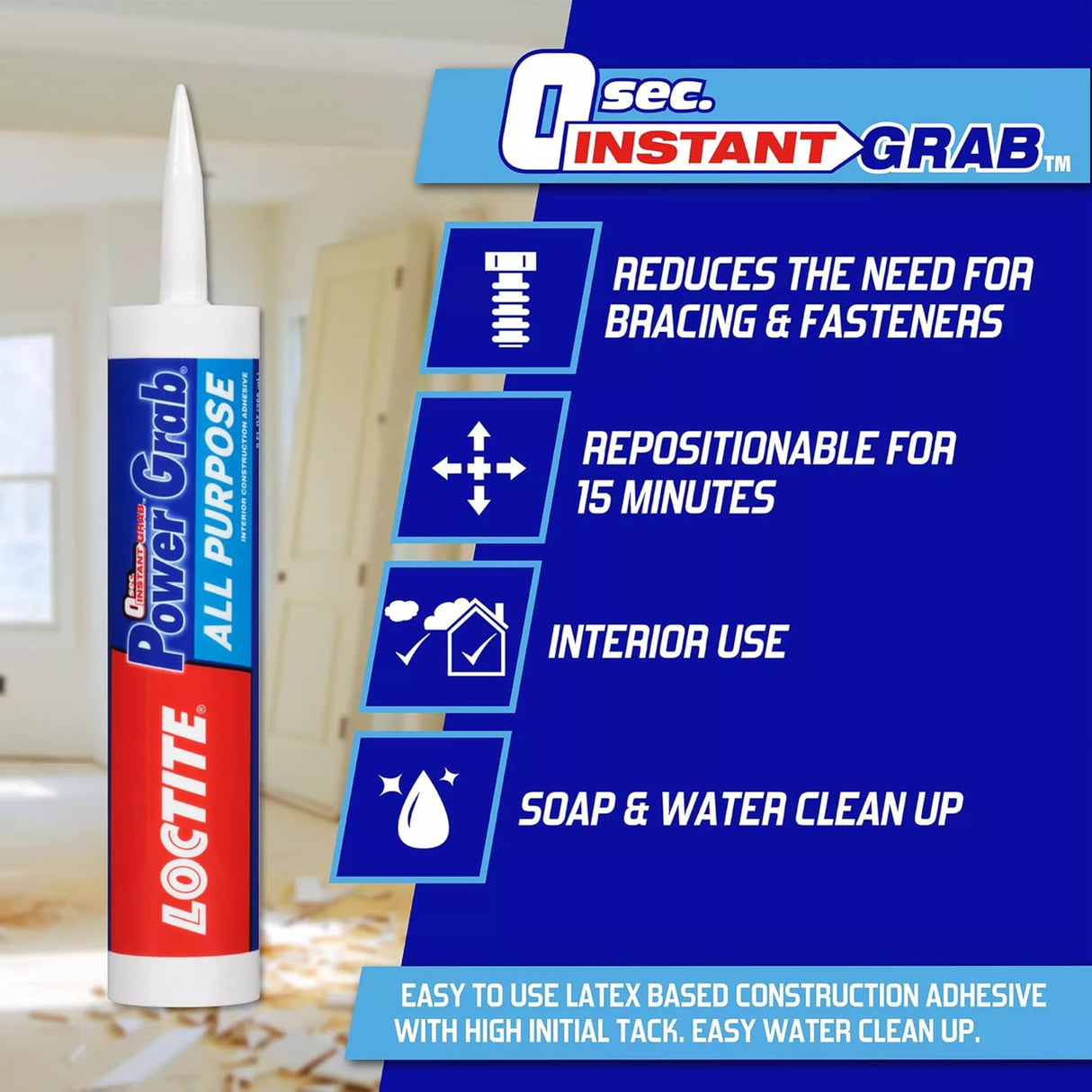 Loctite Power All Purpose Construction Adhesive, White, 9 oz