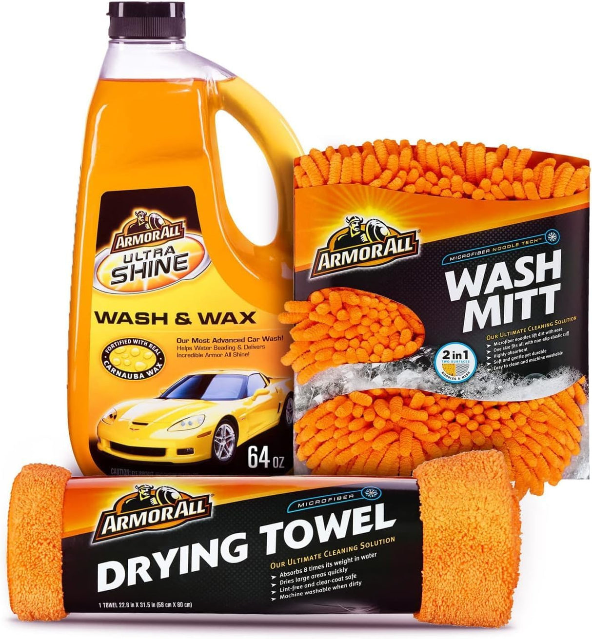 Armor All Car Wash Kit, 64 oz, 3 Piece - Orange