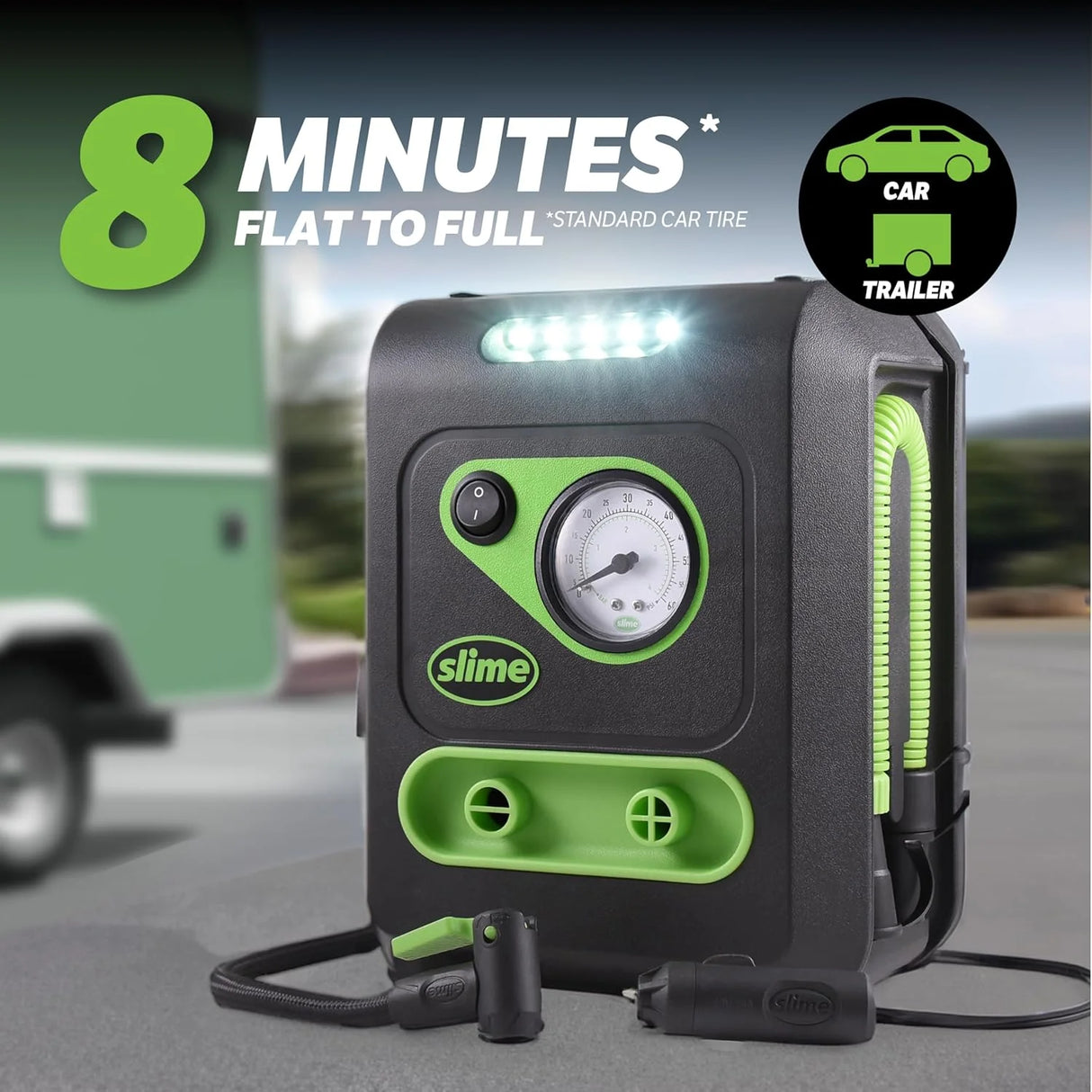 Slime 40034 All-Purpose - 12V Dual Raft Pump / Tire Inflator