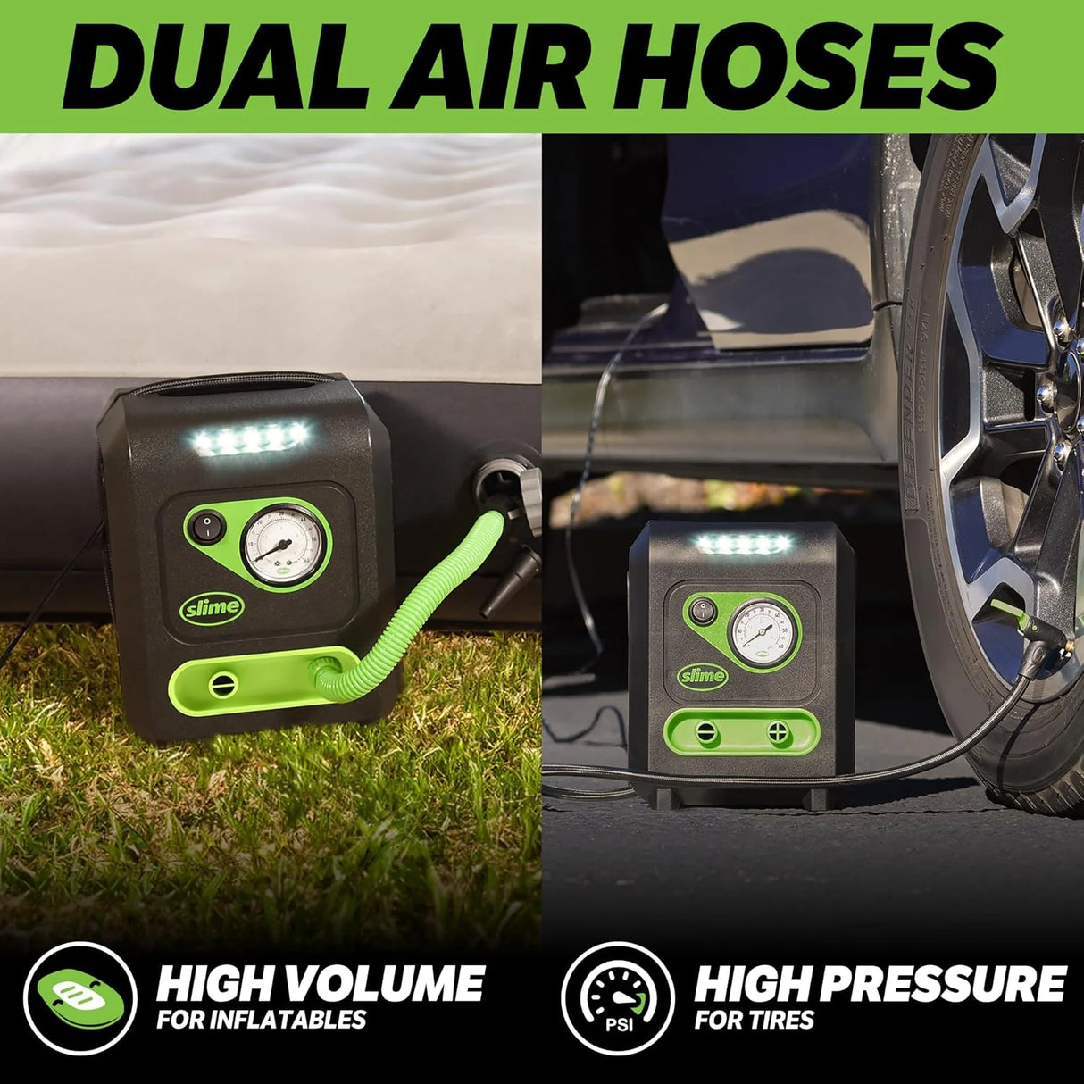 Slime 40034 All-Purpose - 12V Dual Raft Pump / Tire Inflator