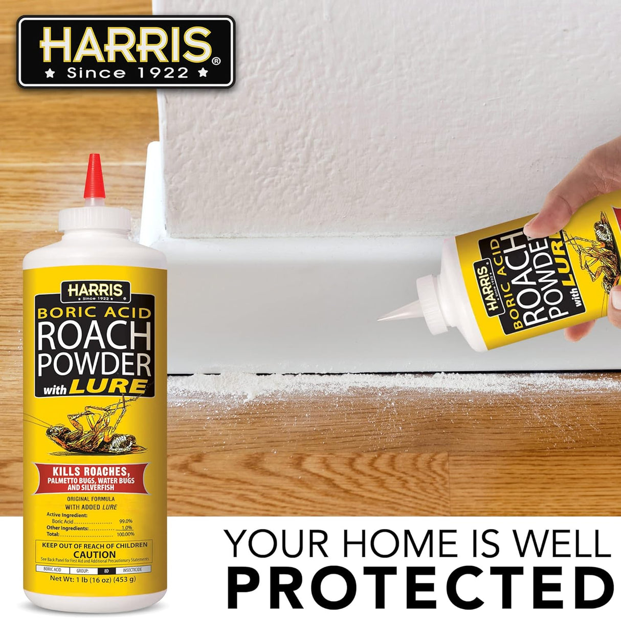 Harris Boric Acid Roach Powder with Insect Bait - 16 oz