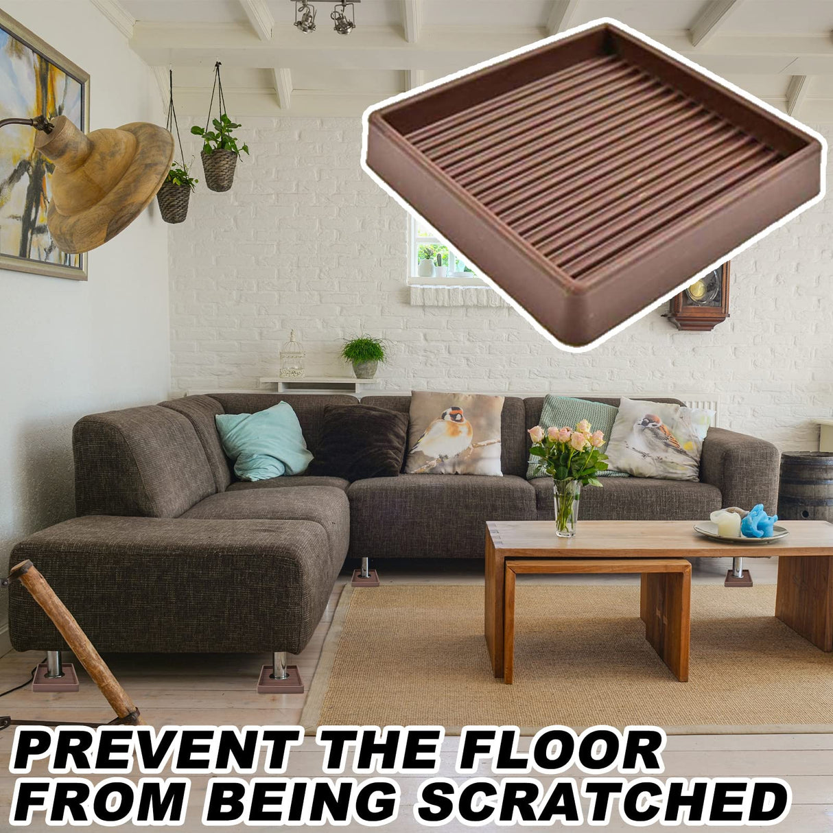 TruGuard Square Rubber Cup Furniture Stopper