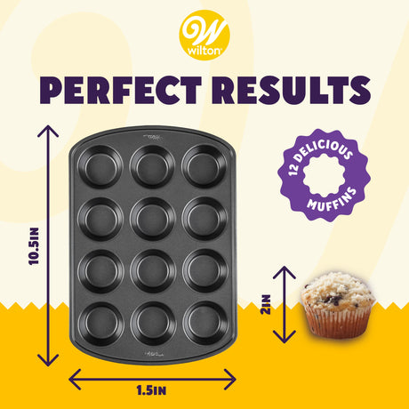 Wilton Perfect Results Premium Non-Stick Bakeware Muffin and Cupcake Pan, 12-Cup