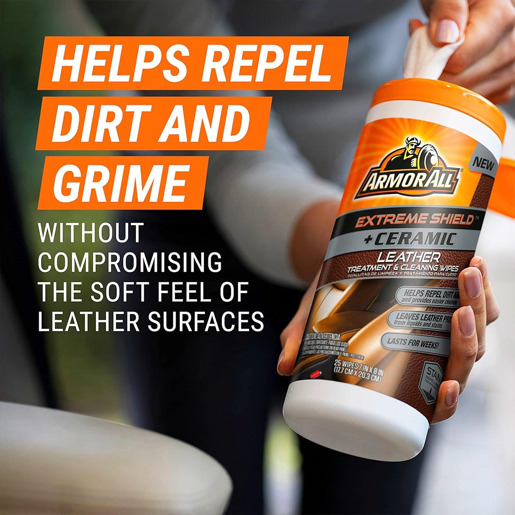 Armor All Ceramic Extreme Shield Leather Cleaning &amp; Treatment Wipes – 25 Count