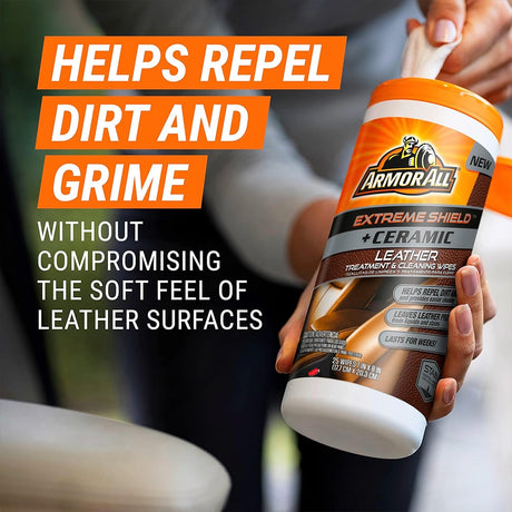Armor All Ceramic Extreme Shield Leather Cleaning &amp; Treatment Wipes – 25 Count