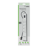 Belkin Surge Protector Power Strip with Dual Charging Ports and 4 AC Outlets, 2m, 12W – White