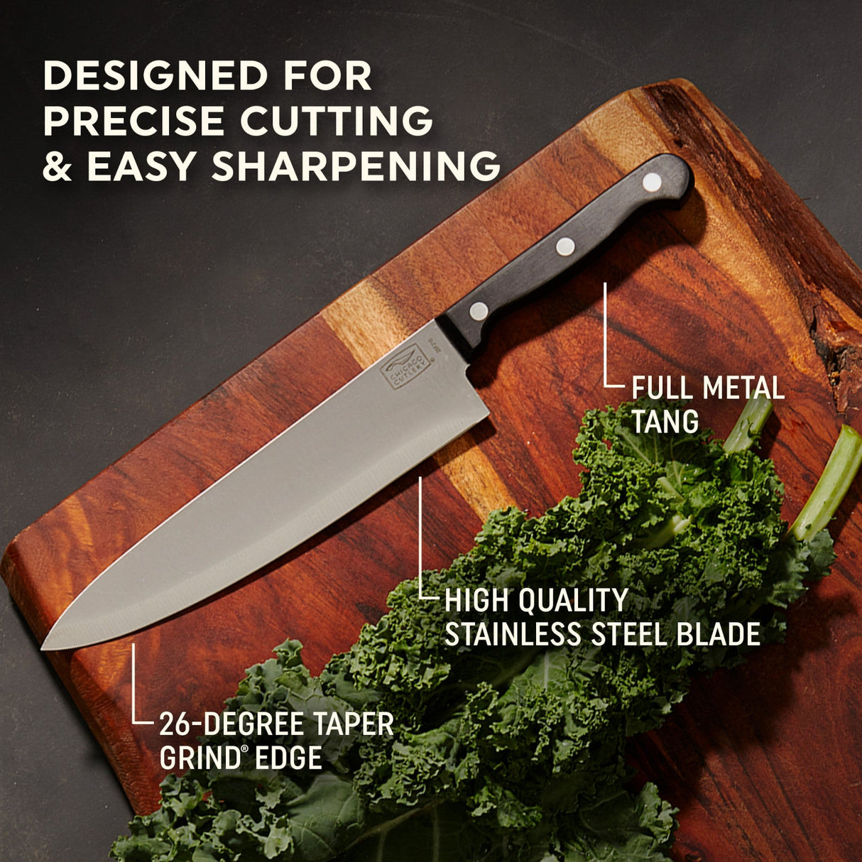 Chicago Cutlery Essentials Chef's Knife, 8", Black