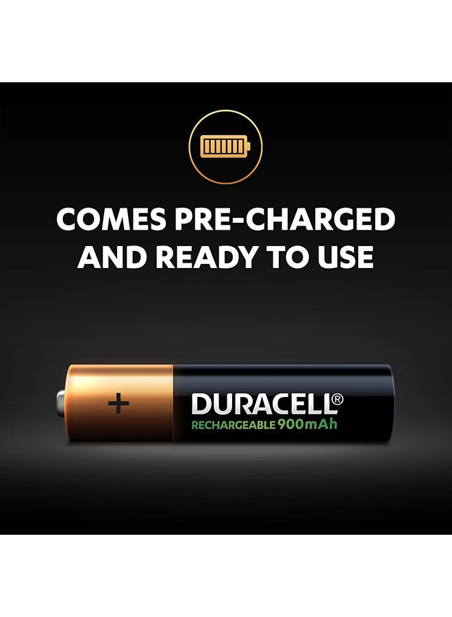 Duracell AAA Rechargeable Batteries, 900mAh, 4 Pack - Black