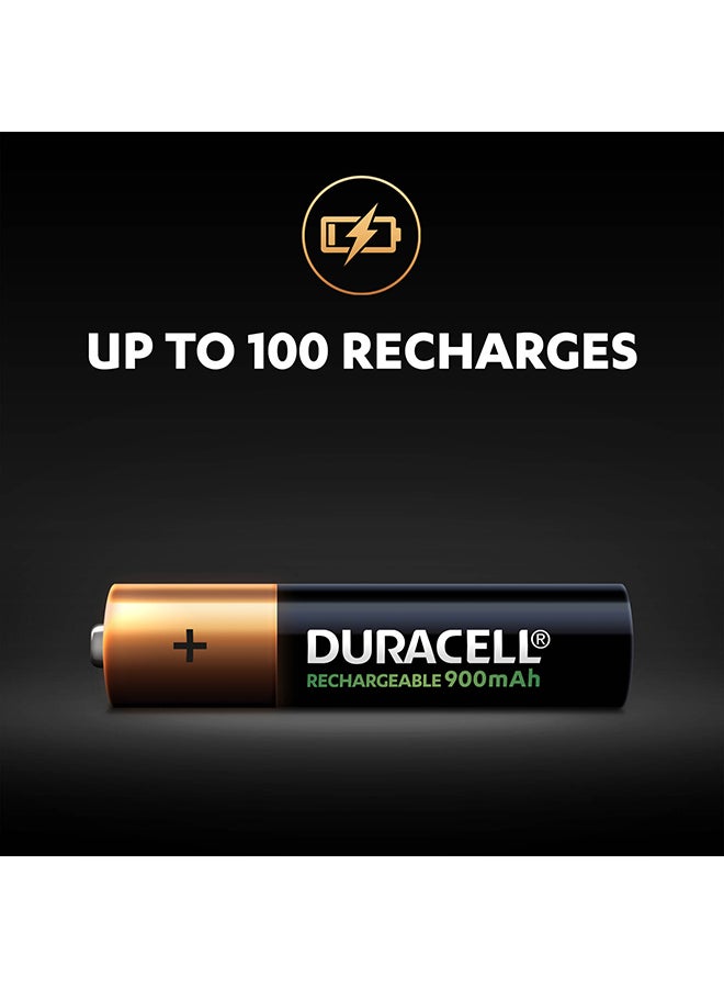 Duracell AAA Rechargeable Batteries, 900mAh, 4 Pack - Black