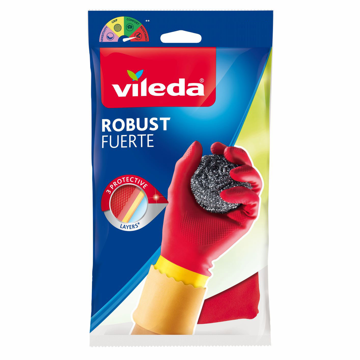 Vileda Silicone Protector Cleaning Gloves - Red - Large