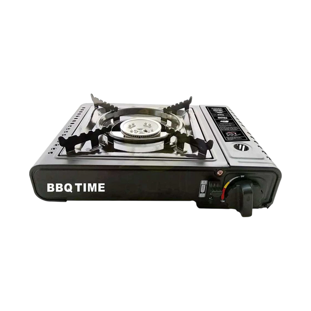 camping gas hob Barbecue Time 30cm Single Burner Portable Camping Gas Stove - Black - House Mart