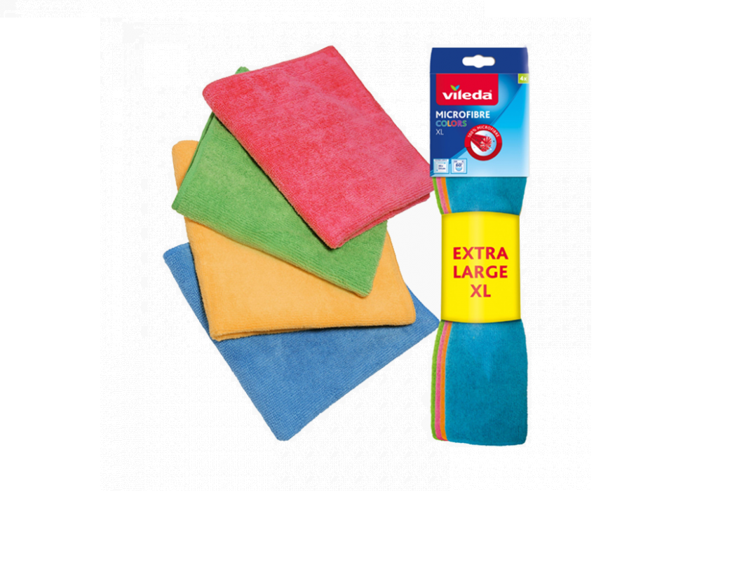 Vileda Microfiber Cleaning Cloth, Large, 4 Pieces - Multicolor