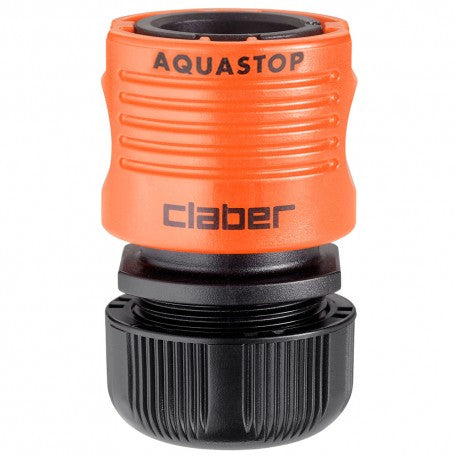 Claber AquaStop Hose Connector with Valve, 1/2", Orange - Model 8603