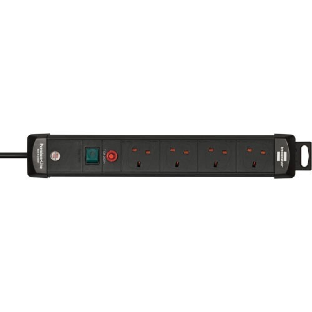 Brennenstuhl Premium Line 4-Outlet Power Strip, 3m - Black