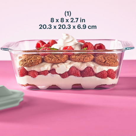 Pyrex Glass Baking Dish with Sage Lid - 8 x 8 Inch