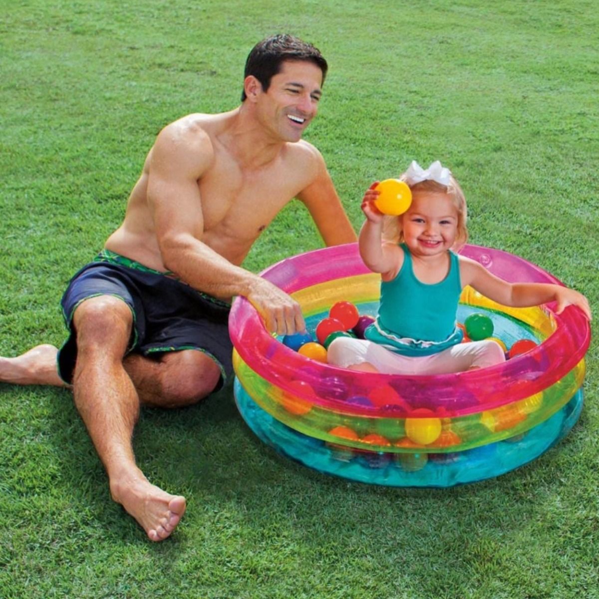 Intex Classic Baby Ball Game, 3 Rings, Multicolor - INT48674