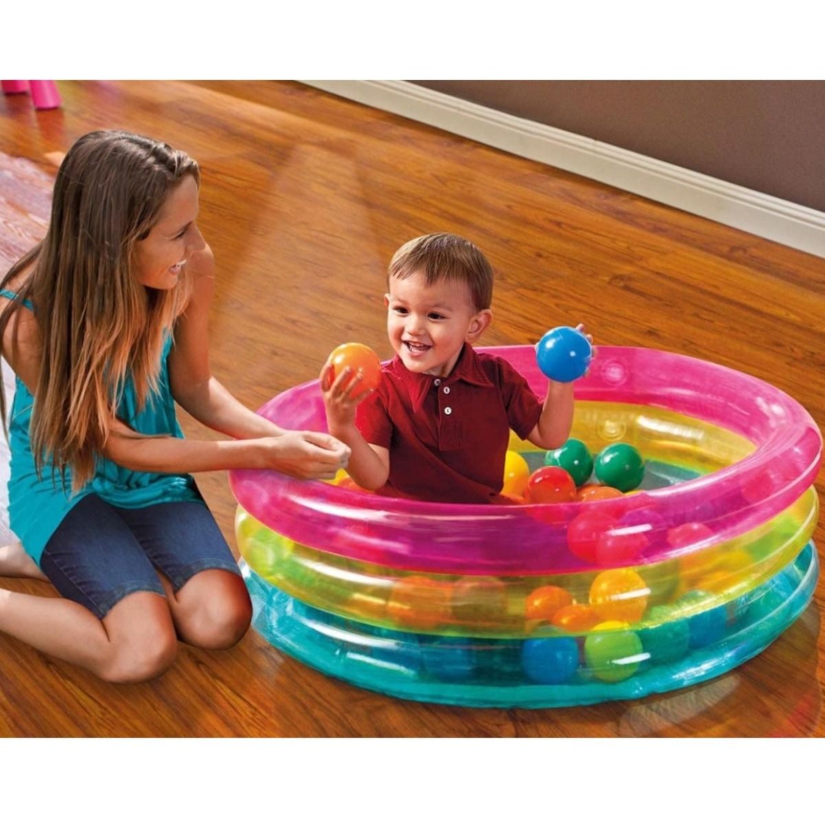 Intex Classic Baby Ball Game, 3 Rings, Multicolor - INT48674