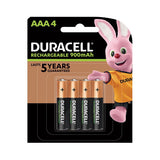 Duracell AAA Rechargeable Batteries, 900mAh, 4 Pack - Black