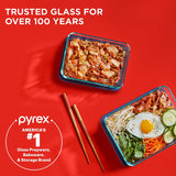 Pyrex Simply Store Rectangular Glass Food Storage Set with Lid, 6 Pieces, Clear
