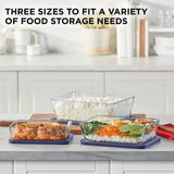 Pyrex Simply Store Rectangular Glass Food Storage Set with Lid, 6 Pieces, Clear